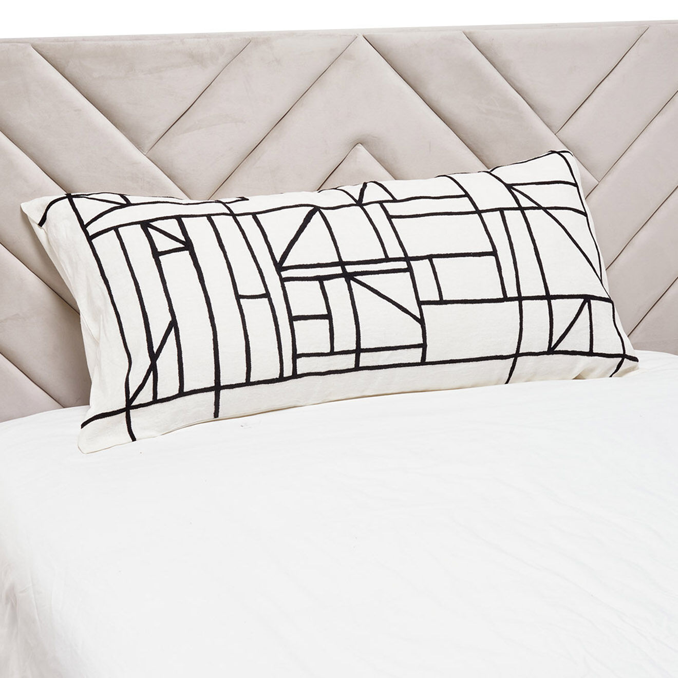 Haomy Housse de coussin en Lin & Coton Kota blanche - 55x110 cm
