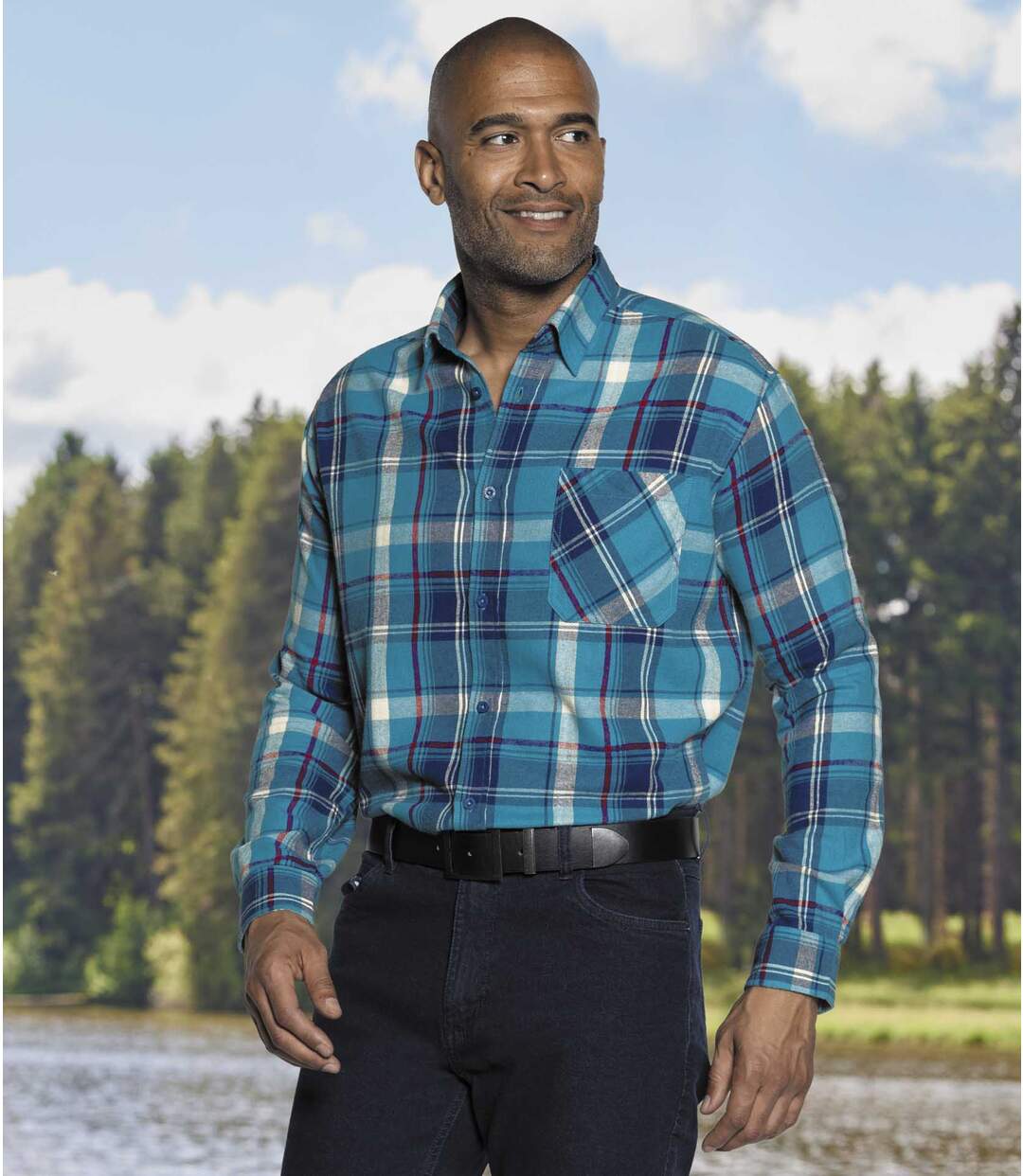 Chemise Flanelle à Carreaux Turquoise