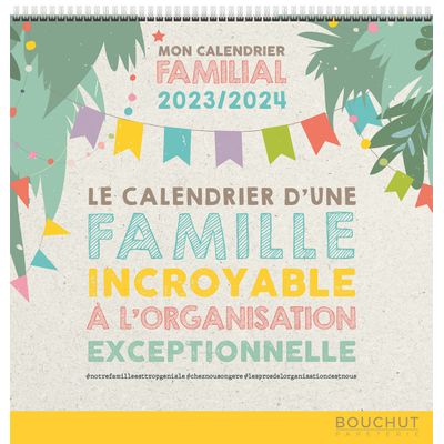 Bouchut Famille - Calendrier illustré mensuel - 30 x 30 cm