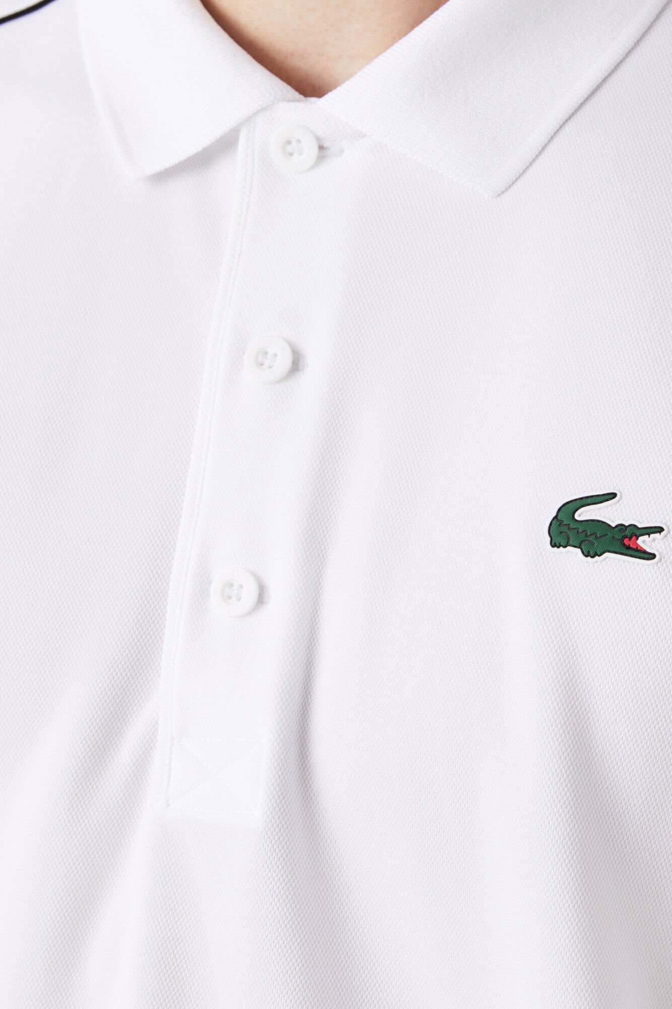 Camisa polo com detalhes contrastantes nos ombros e punhos - Branca
