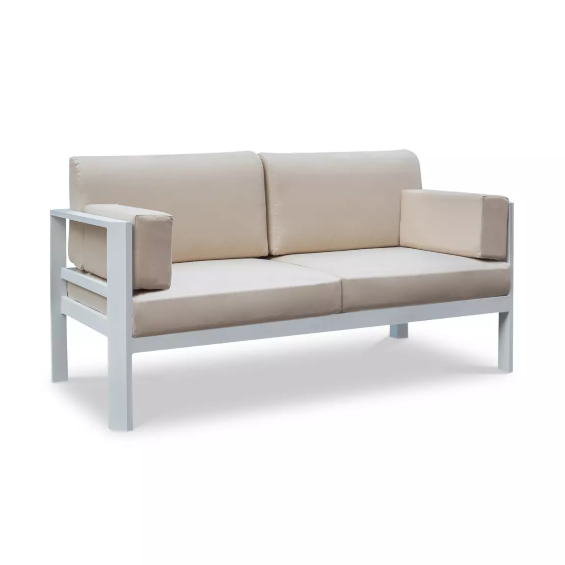 Canapé de jardin en aluminium 2 places Ostara Blanc et taupe