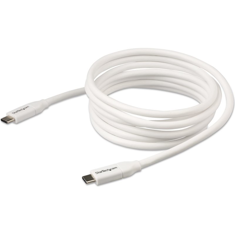 StarTech.com Câble de Charge Rapide USB-C de 2m, Charge et Synchronisation, 100W (5A) PD, USB 2.0, Certifié USB-IF - Cordon de Charge USB C Blanc