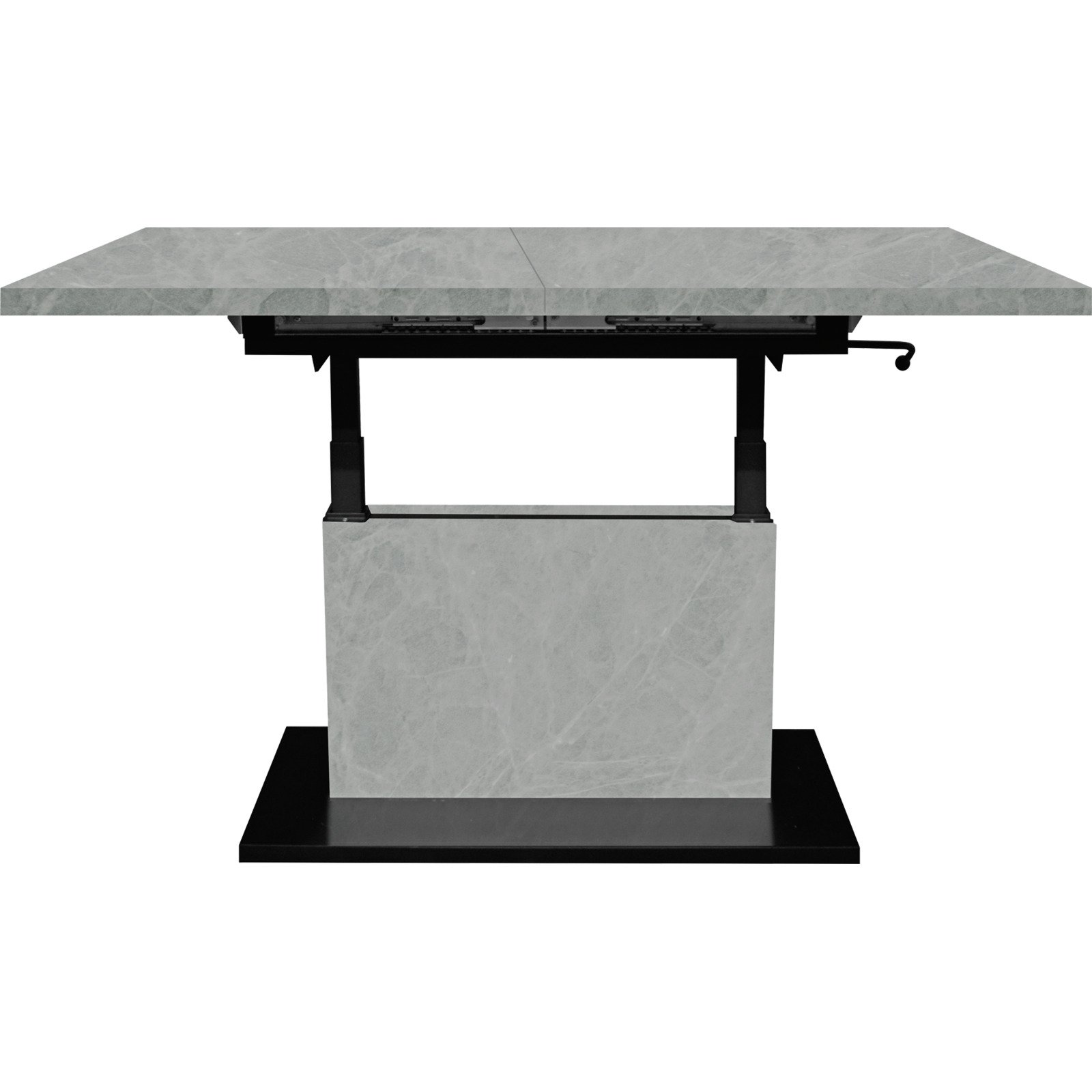 Salontisch Lift höhenverstellbar, Melamin Keramik-Optik Lichtgrau, 120-160 x 56-75 x 70 cm