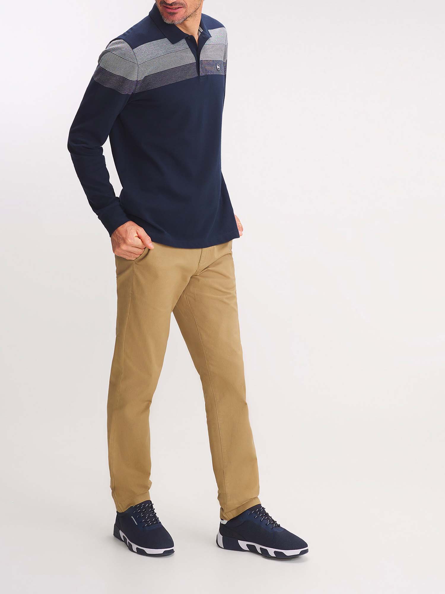 Polo Homme Rayures Poitrine Marine