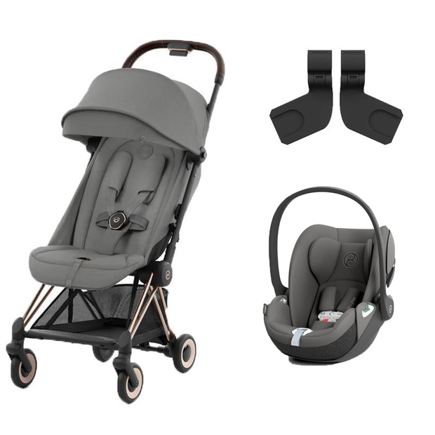 Poussette DUO Coya RoseGold Mirage Grey + Cloud T Mirage Grey - CYBEX