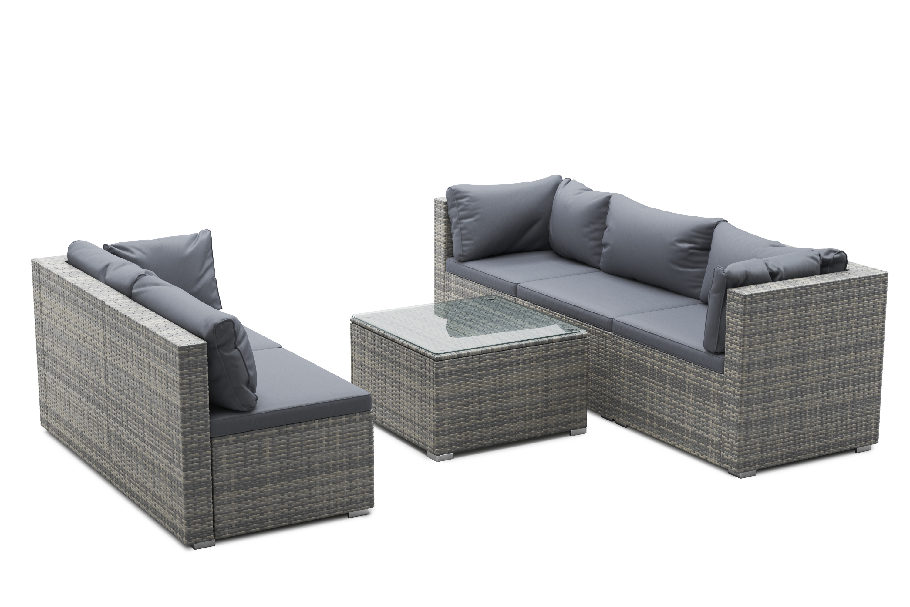Rattanlounge CANBERRA grau/anthrazit