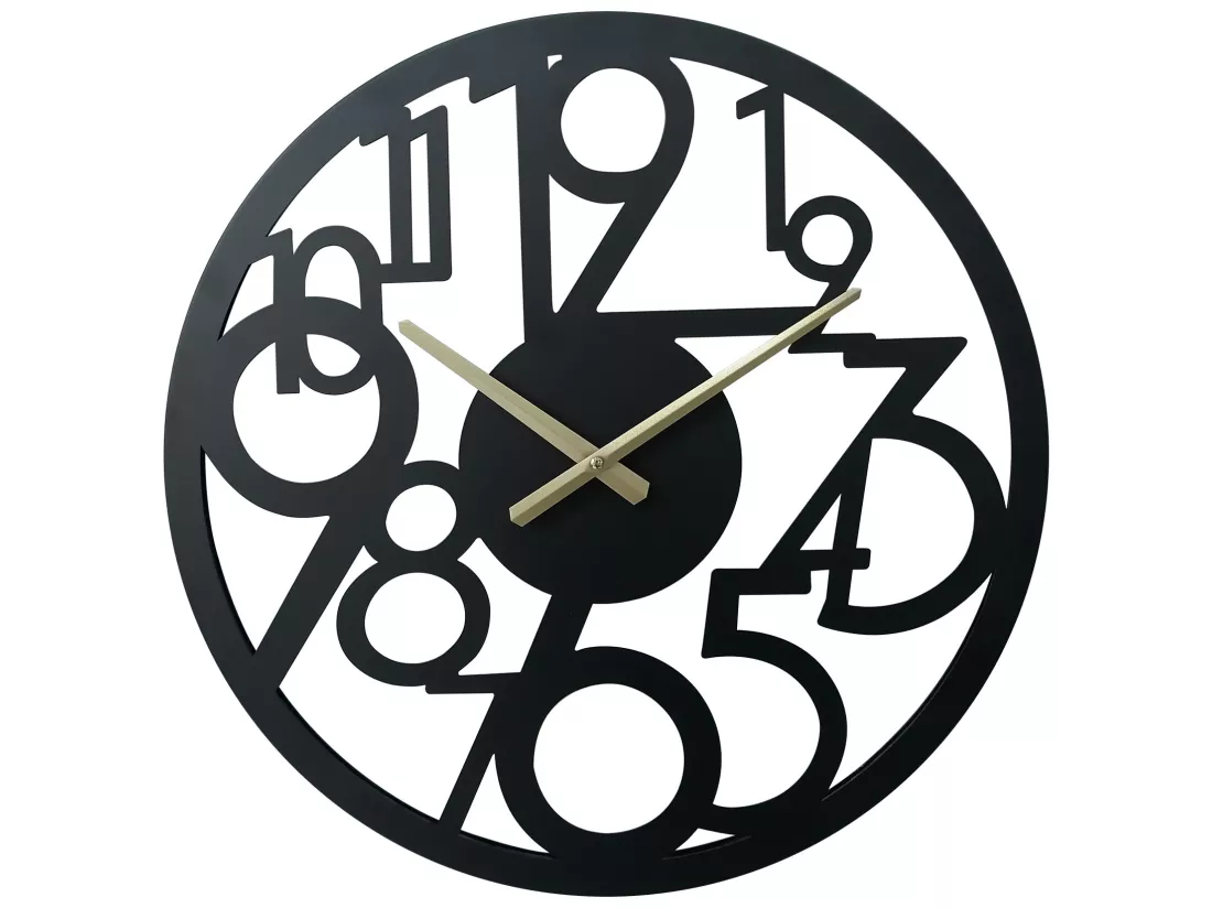 Horloge Suspendue Horloges Modernes en Métal Noir Grands Chiffres