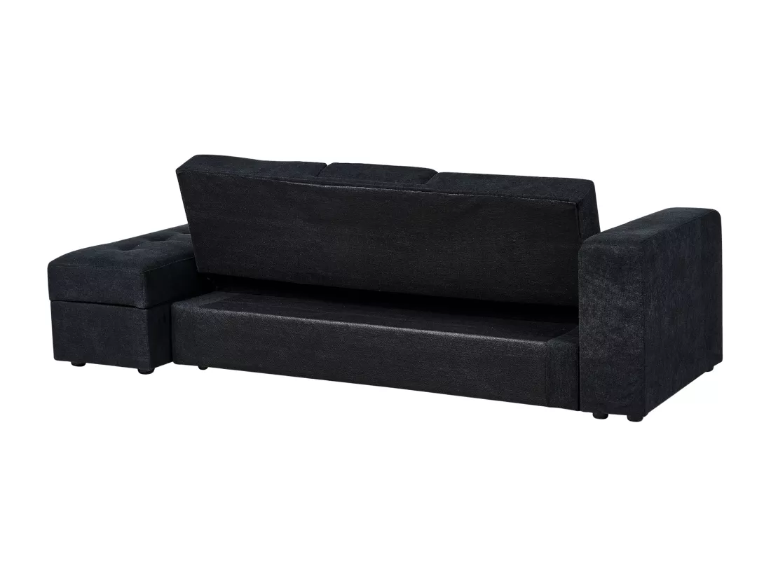 Canapé-lit modulable avec pouf noir FALSTER
