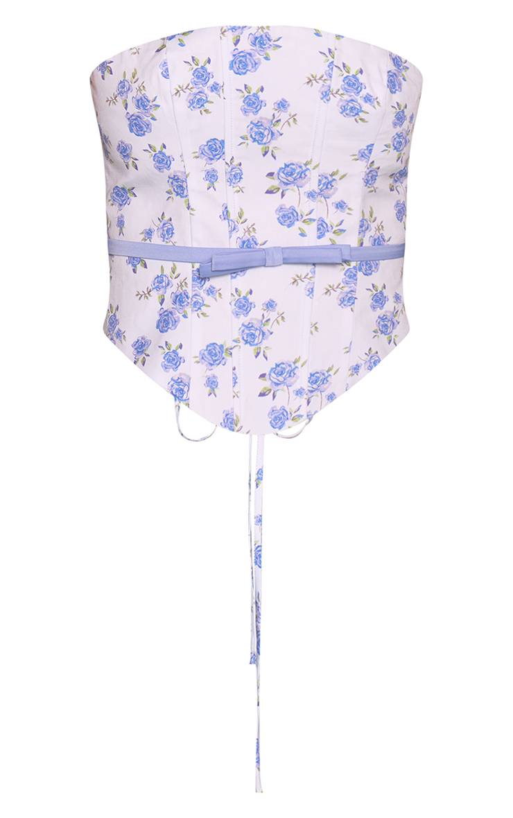 Bleu Layette Ensemble Corset À Imprimé Floral En Coton