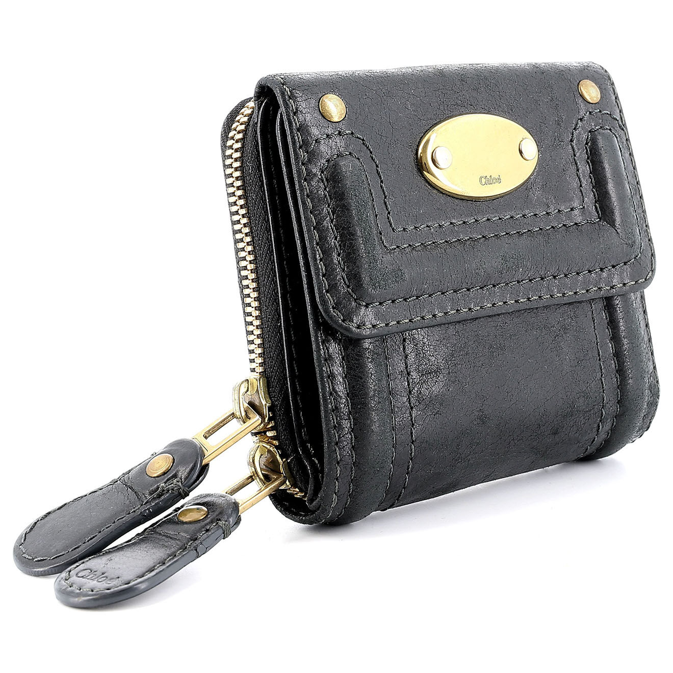Chloé Porte-monnaie en Cuir noir - Très bon état - Longueur 11.5 cm