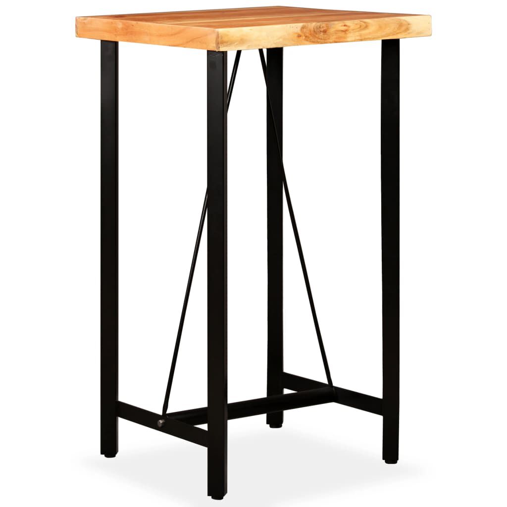 vidaXL 3-delige barset, massief acaciahout, leer en canvas