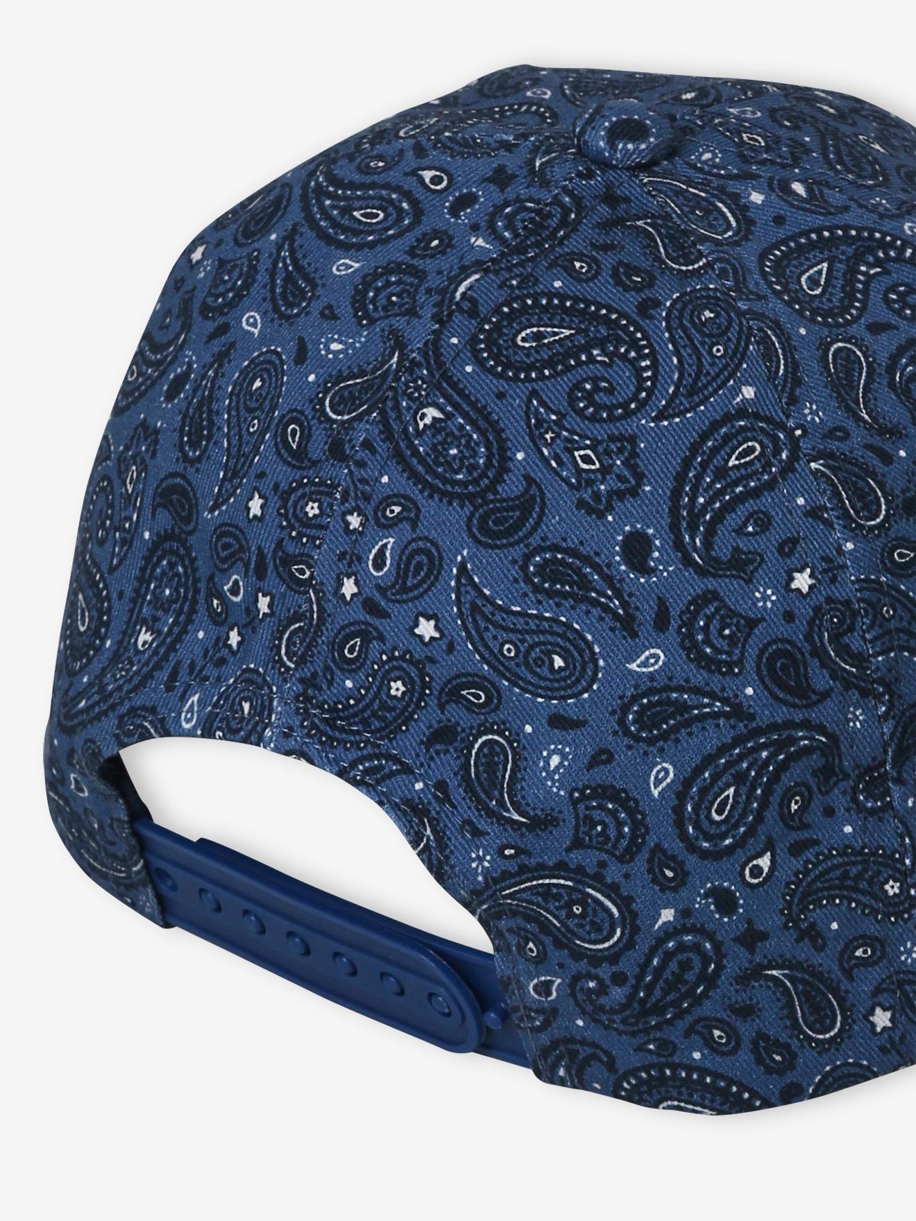 Boné azul marinho estilo bandana estampado para meninos