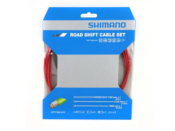 Shimano Racer Teflon Optislick Gearkabelsæt, Red