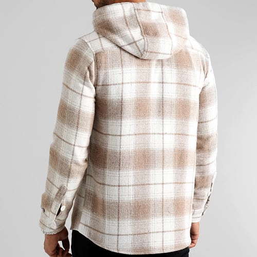 Surchemise A Carreaux Avec Capuche 3046 Beige Blanc