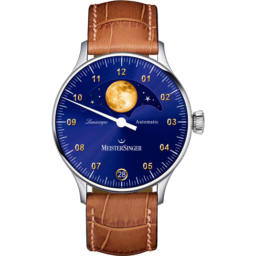 MeisterSinger Lunascope Moonphase Sonnenschliff Blau / Gold
