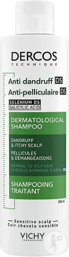 Vichy Dercos Anti-Pelliculaire DS Shampoing Démêlant Traitant 2en1 Tous Types De Cheveux 200ml