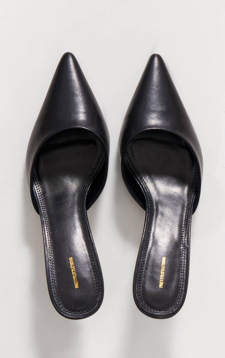 Noir Mules À Bout Pointu Et Petit Talon En Synthétiquecuir