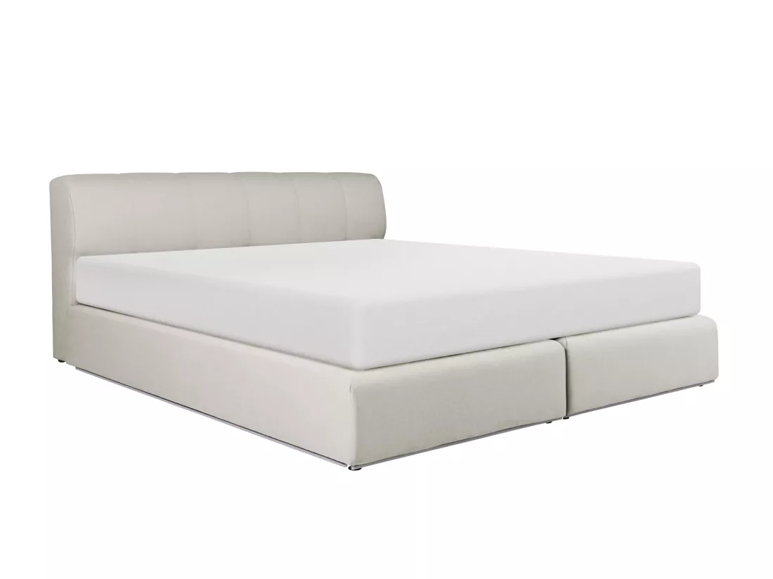 Ensemble complet boxspring tête de lit + sommier avec leds + matelas - 160 x 200 cm - Tissu - Gris - OTARU de YSMÉE