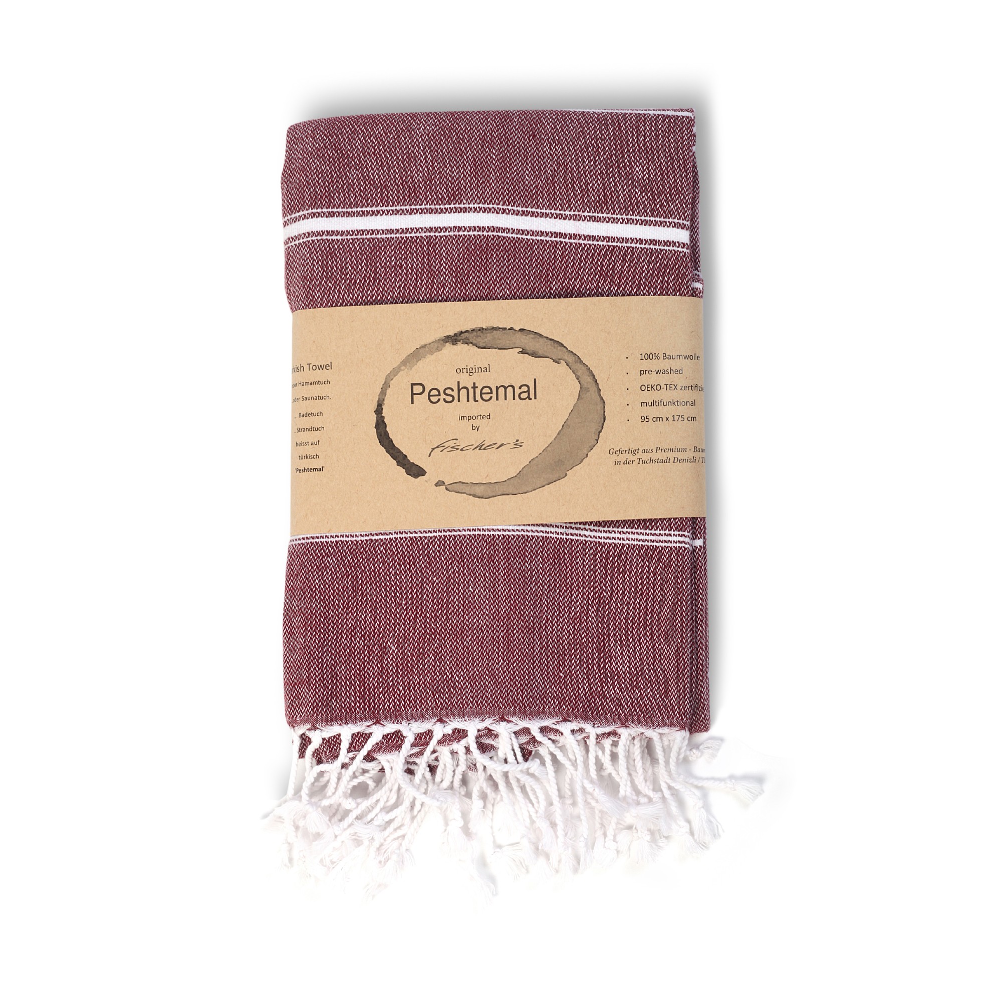 Hamamtuch 'Sulten', burgund, L 175 cm, B 95 cm von fischer's lagerhaus