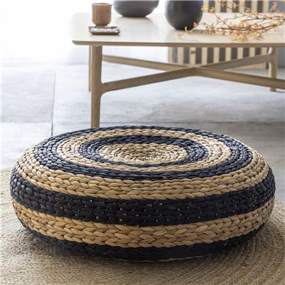 Grand pouf rond tressé