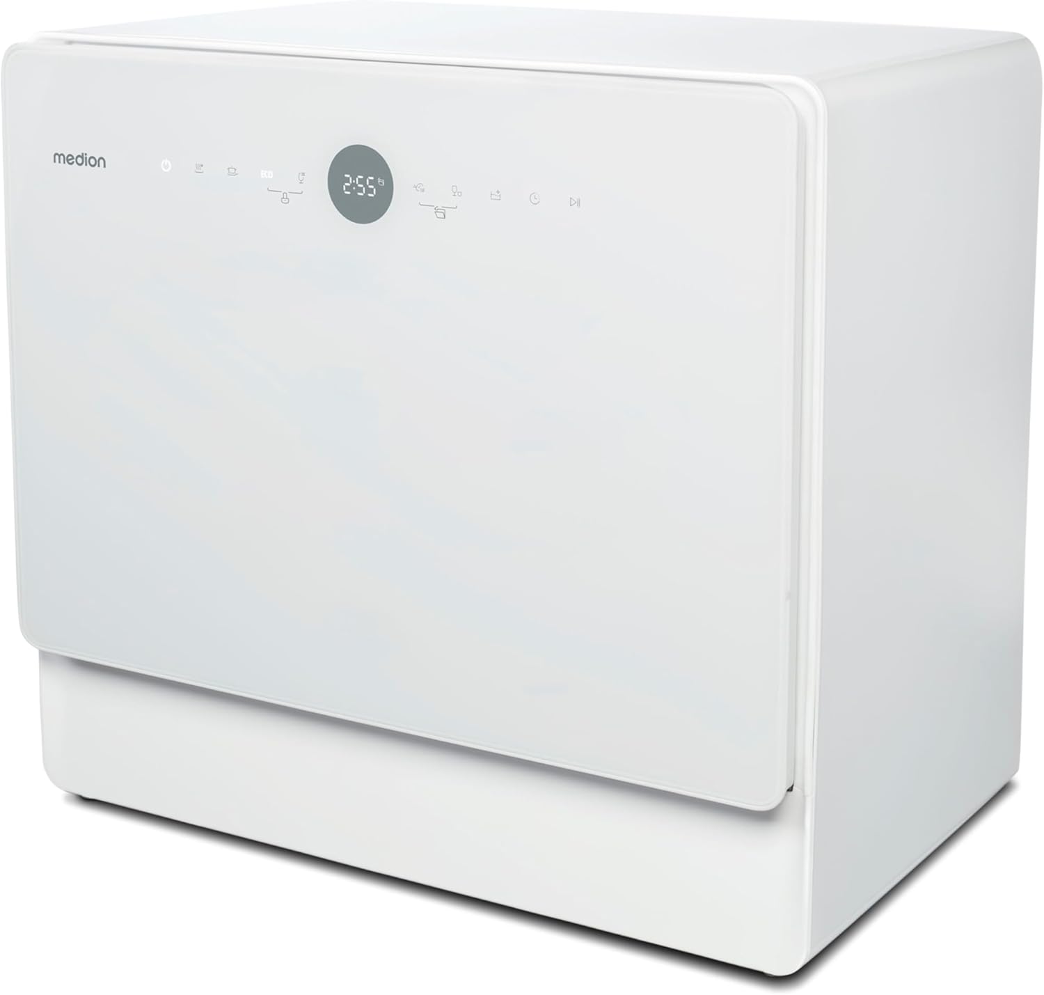 MEDION Mini Geschirrspüler DWT50 (Tischgeschirrspüler, Spülmaschine, 5 Maßgedecke, funktioniert mit Wasseranschluss, 35 cm tief, 7 Reinigungsprogramme, MD 37775) weiß