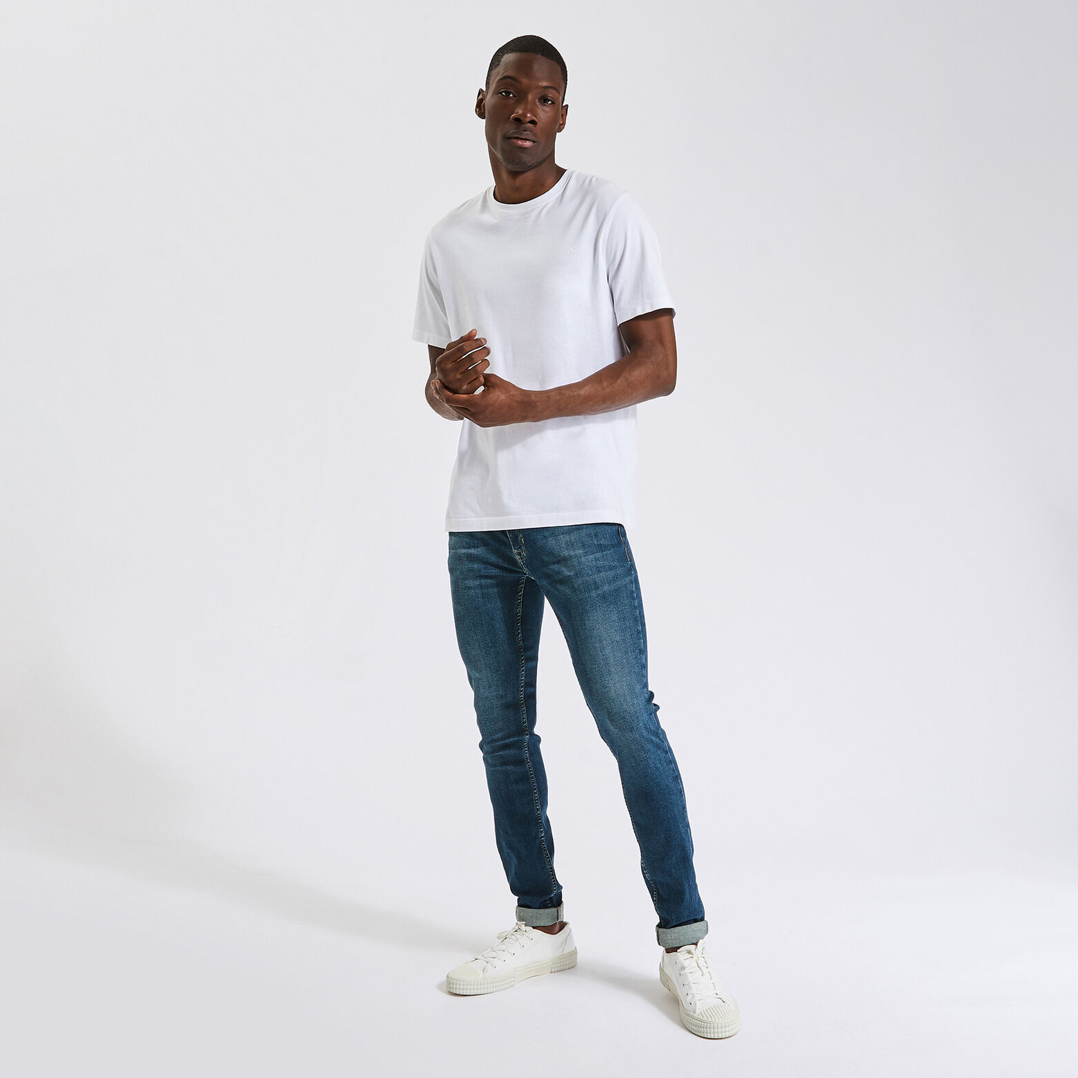 Jean skinny 3 longueurs en polyester recyclé Bleu