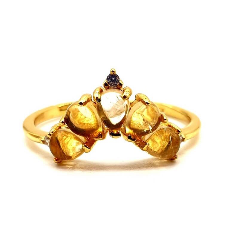 Bague ajustable en argent 925 Citrine Naturelle