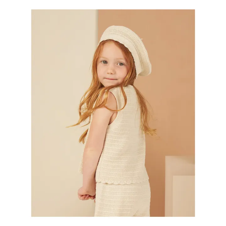 Rylee + Cru Gilet Sans Manches Maille Crochet | Ecru