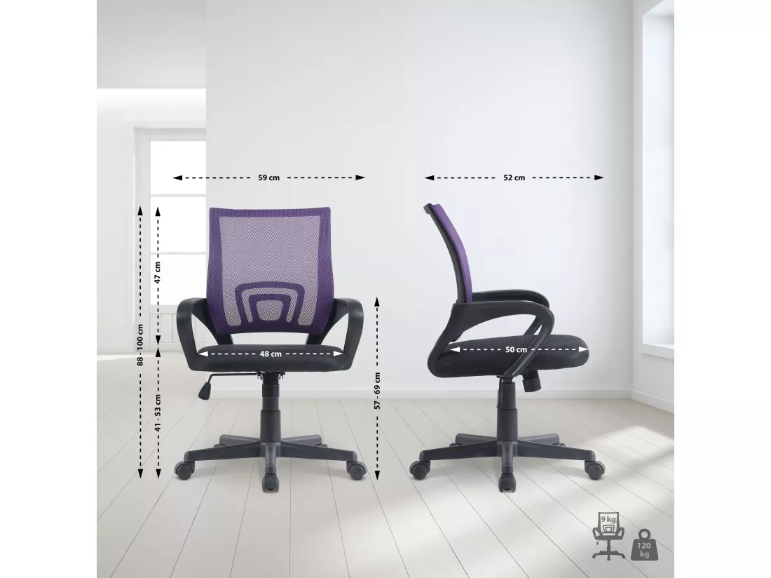 Chaise de bureau - Similicuir - Violet - Genius