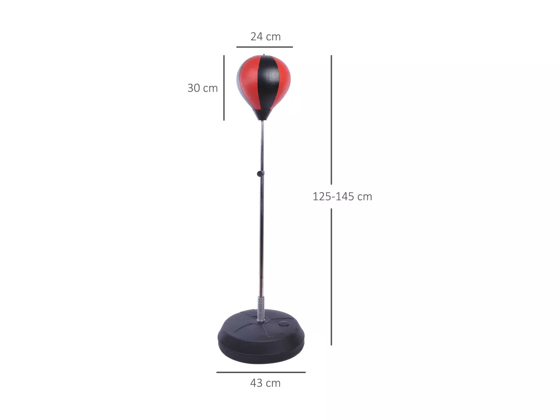 Sac de frappe punching ball avec gants et pompe hauteur reglable 125 à 145 cm