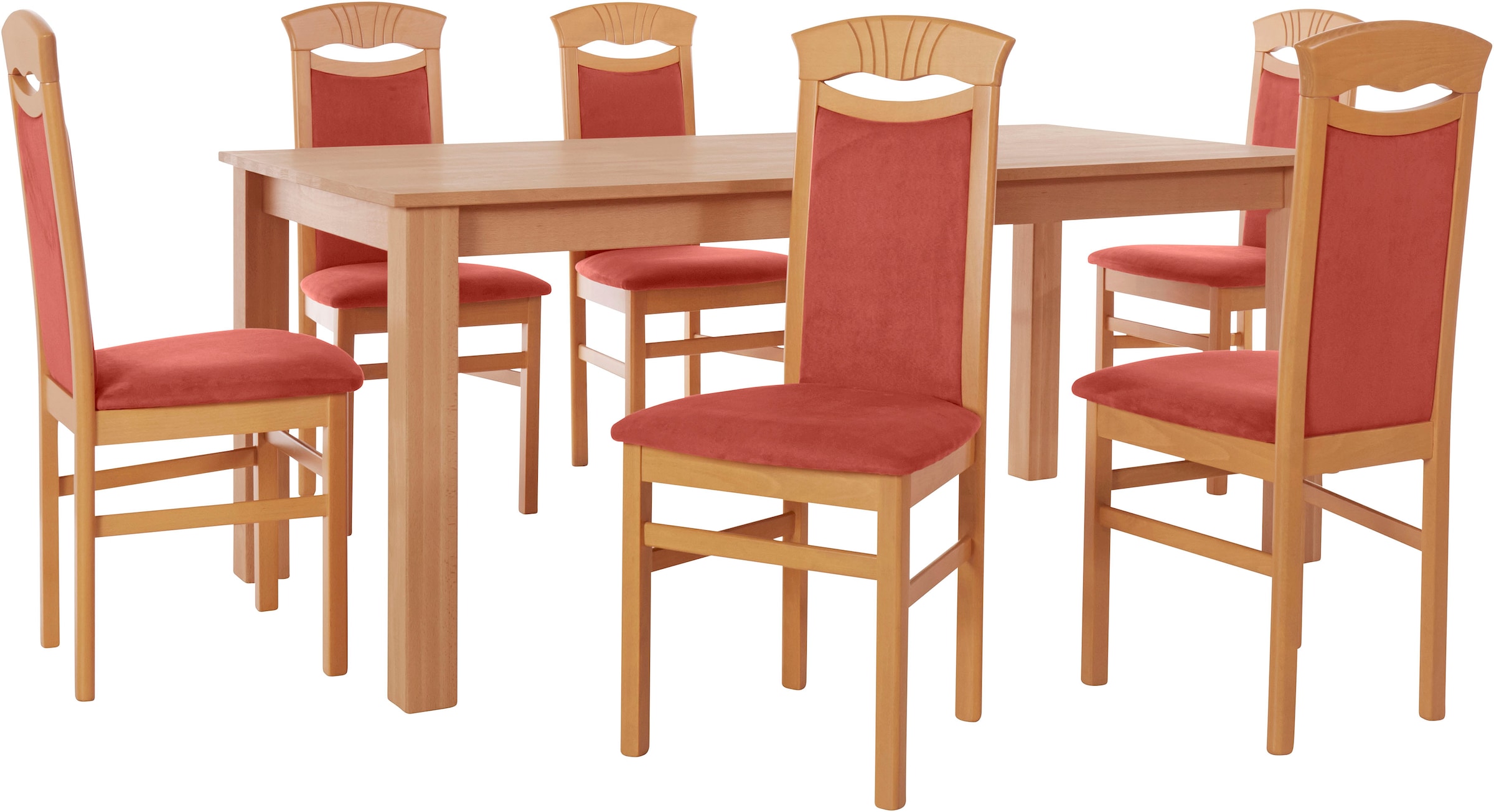 Home affaire Essgruppe »Luisa + Franz Set« Set, 7tlg, 7 Stk. tlg. Buche Massivholz