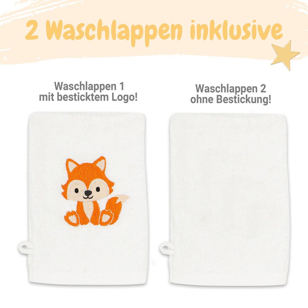Babykajo Kapuzenhandtuch 80x80cm + 2 Waschlappen - Weiches Babyhandtuch OEKO Text zertifiziert