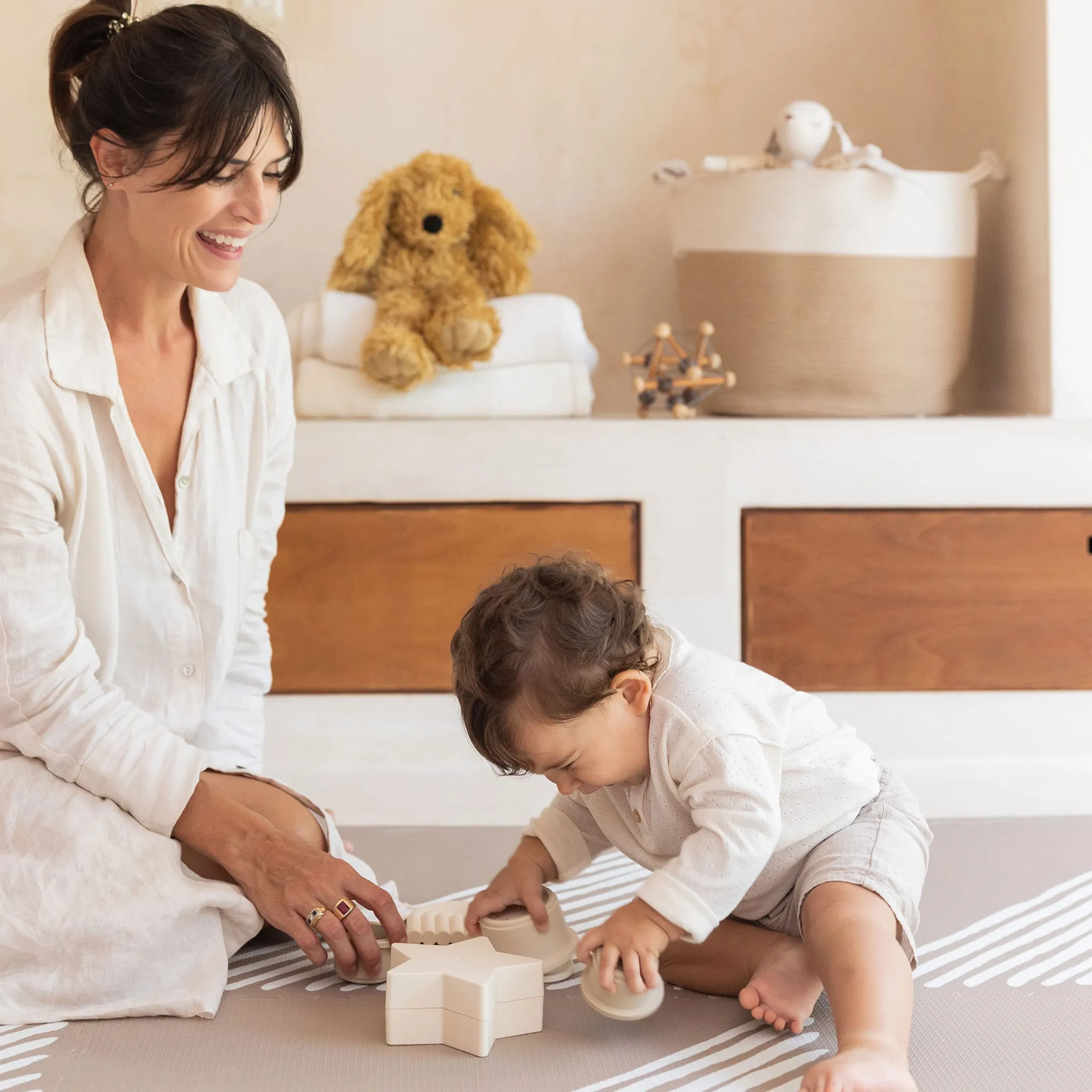 Toddlekind Tapis d'Activité - Collection Sandy Lines Tan