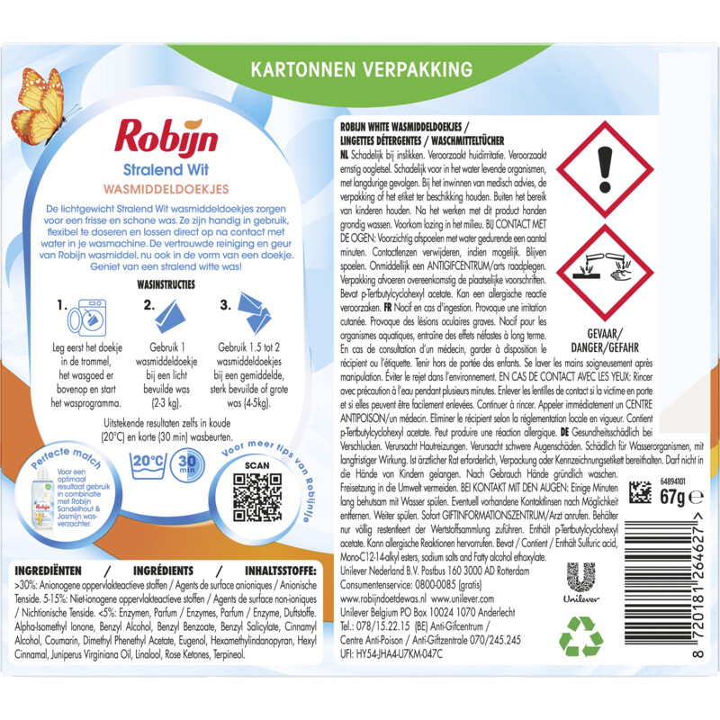 Robijn Wasmiddeldoekjes stralend wit