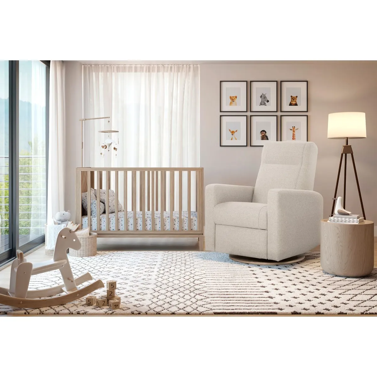 Jaymar BB Fauteuil Berçant et Pivotant Nelly - Alta™ Armor 091  Naturel (Exclusif Clément Tissu Alta™ anti-tache)