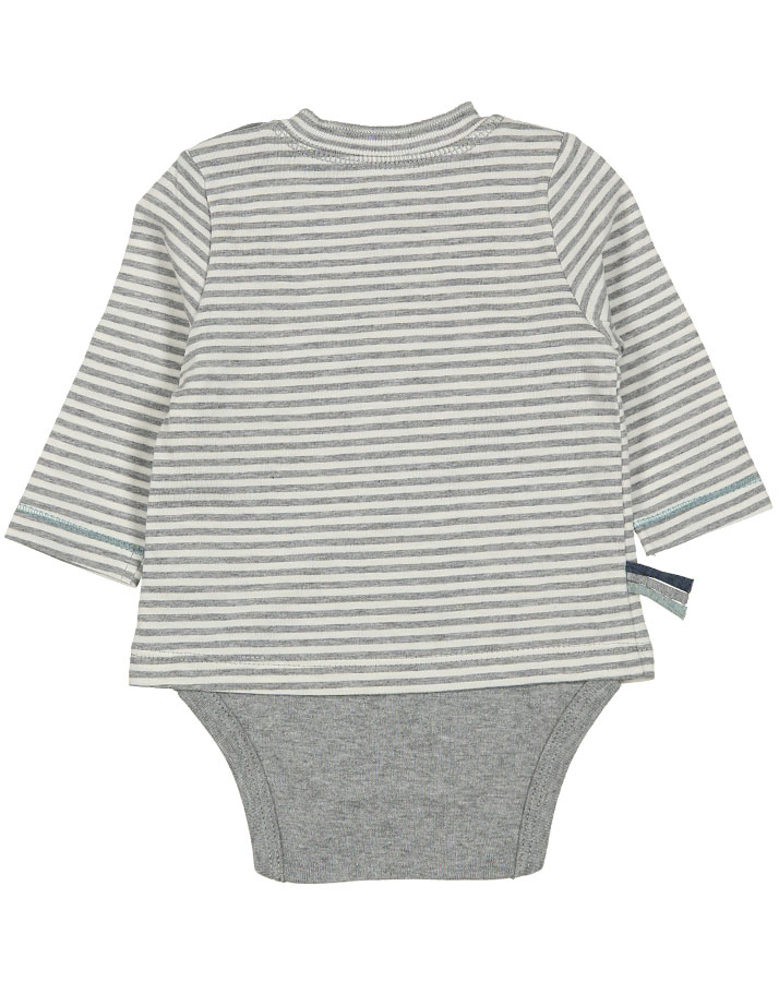 Langarm-Bodyshirt ELYA gestreift in grau melange