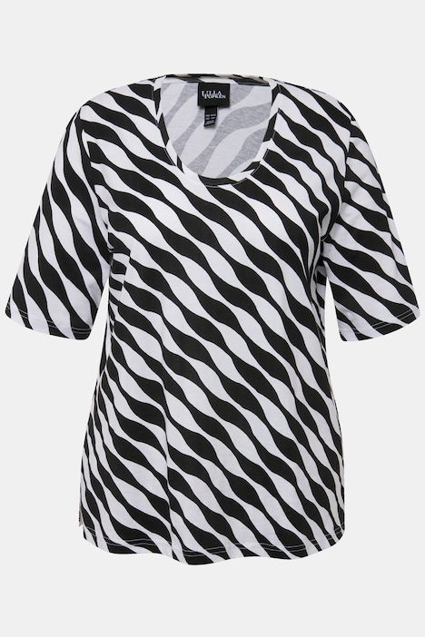 T-Shirt, grafischer Druck, V-Ausschnitt, Halbarm