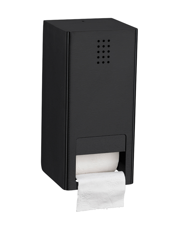 Proox One dubbele toiletrolhouder met klep verticaal zwart