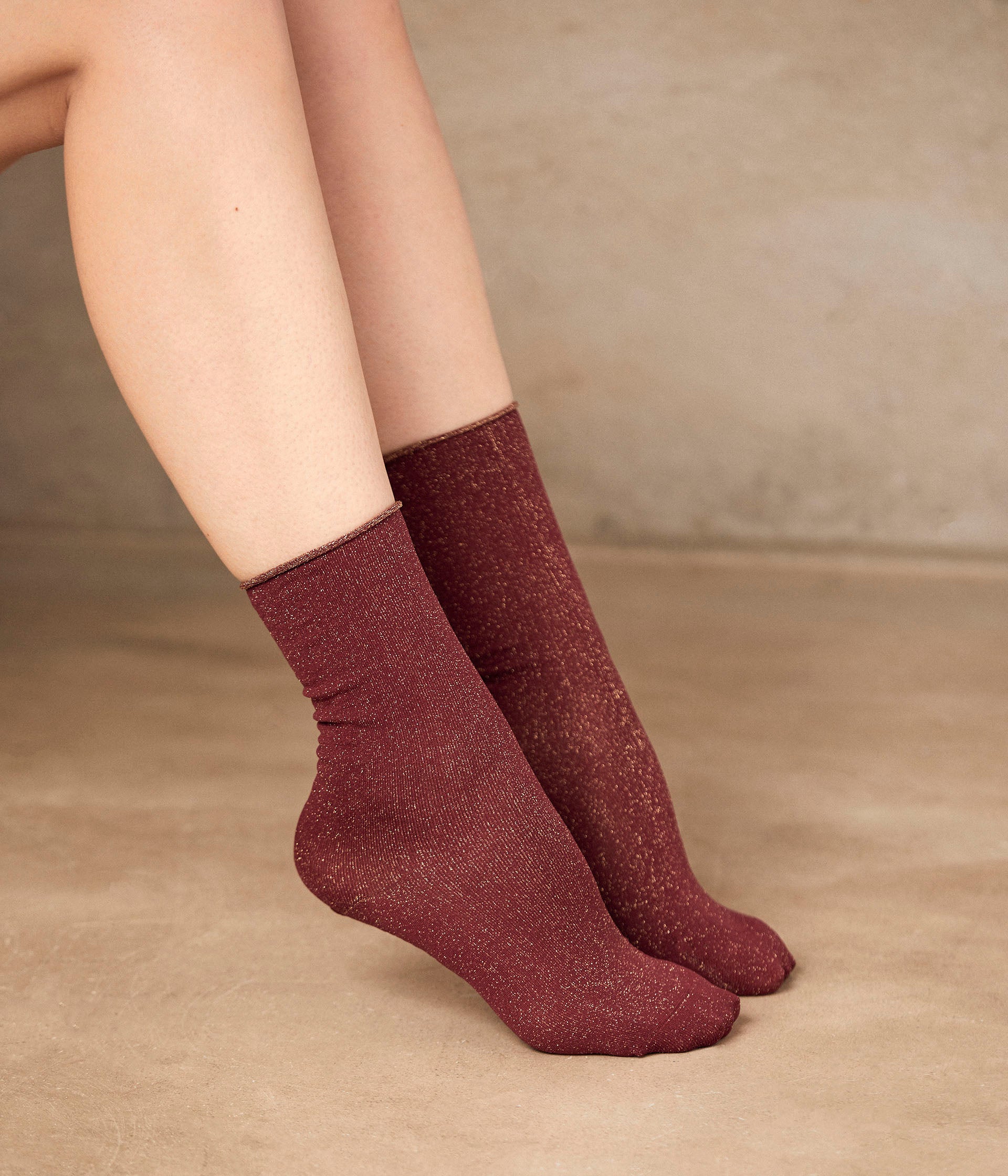 Chaussettes bordeaux or Alexina