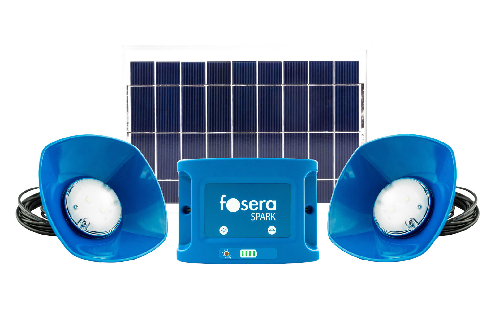 Fosera Spark 20 Solaranlagen-Set inklusive Batterie und 2 Einbaulampen