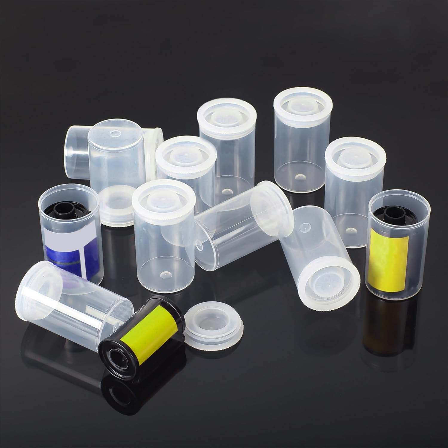 (20er Set) Universelle Filmdosen mit Deckel für Fotofilme / Tabletten / Kleinteile (Wasserdicht) - Transparent
