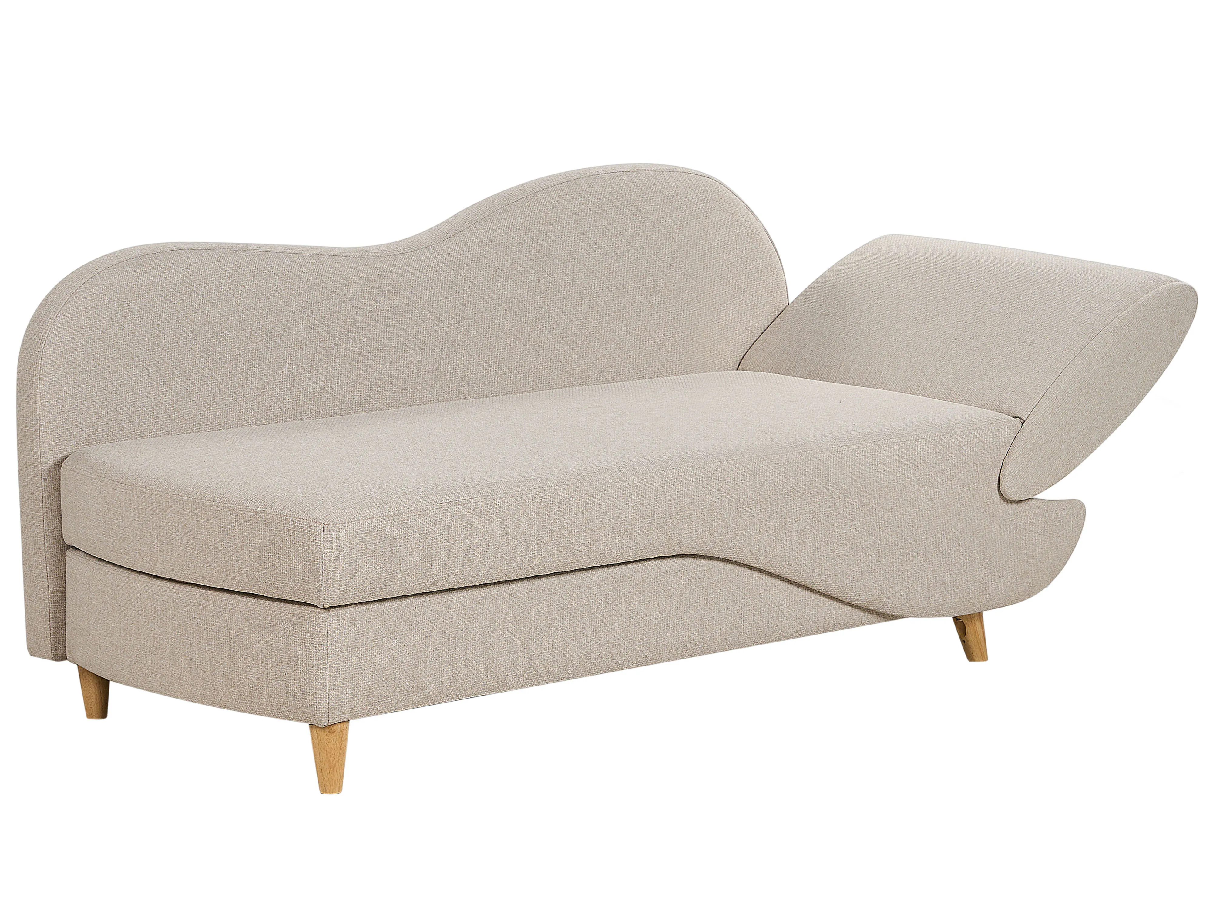 Rechtszijdige chaise longue MERI Kunstlinnen Beige met opbergruimte