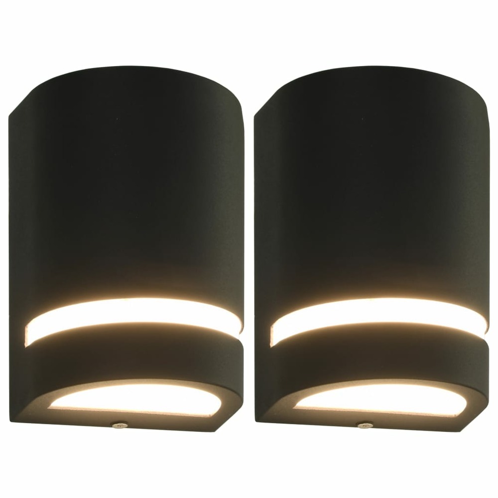 Appliques murales d'extérieur 2 pcs 35 w noir demi-rond