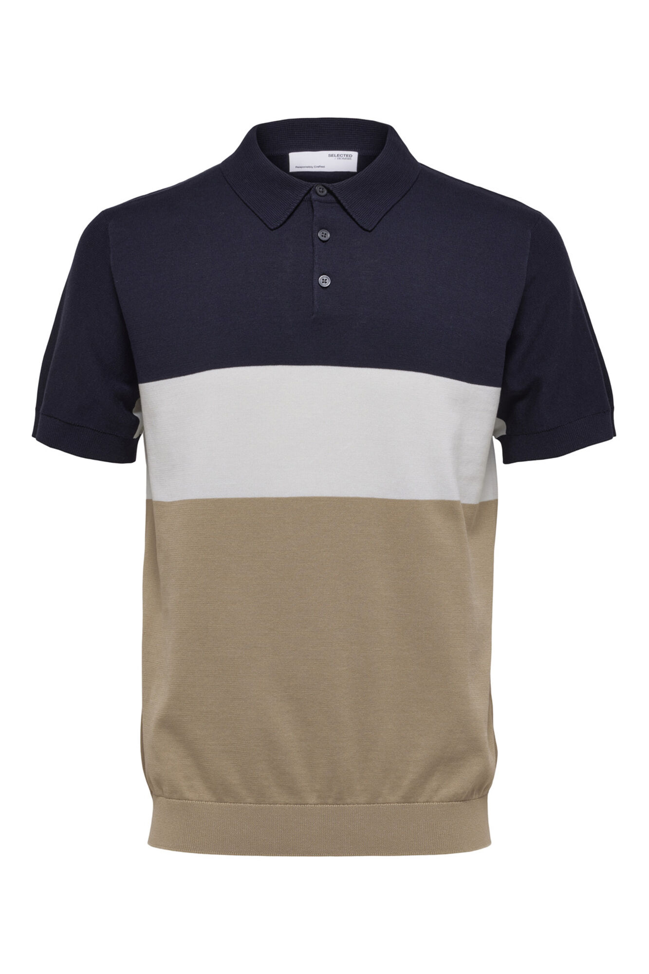 Camisa polo de manga curta em malha de algodão orgânico. - Cinza escuro