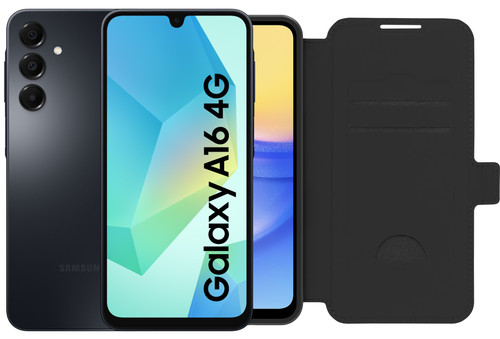 Samsung Galaxy A16 128GB Zwart 4G + BlueBuilt Book Case Zwart