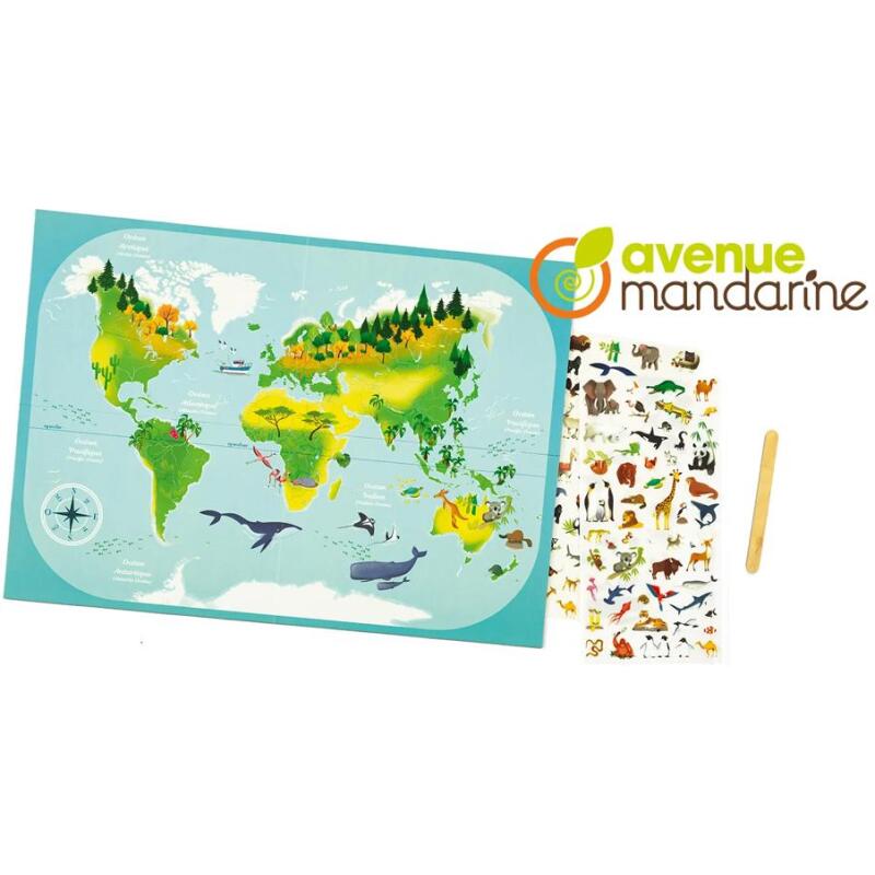 Boîte créative, Decalco Mania, Planisphère - Multicolore