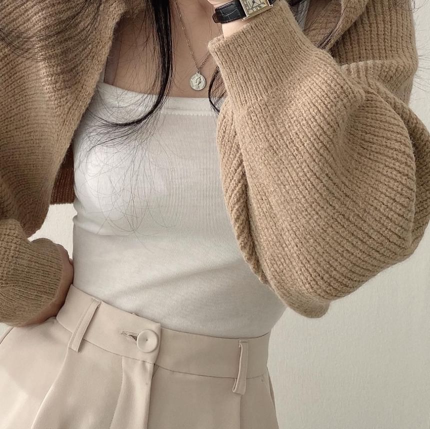 Onipixiy - Effen geribbelde bolero-cardigan