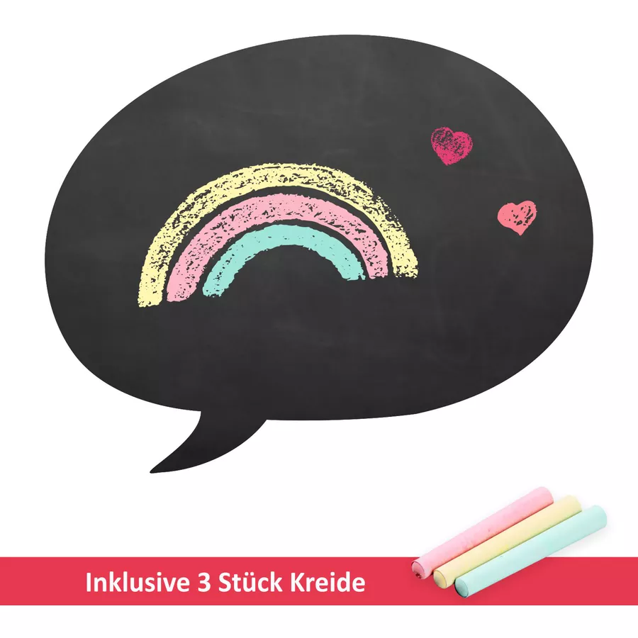 Nikima Wandtattoo 008 Sprechblase - selbstklebende Tafelfolie Kreidefolie inkl. 3 Stück Kreide schwarz