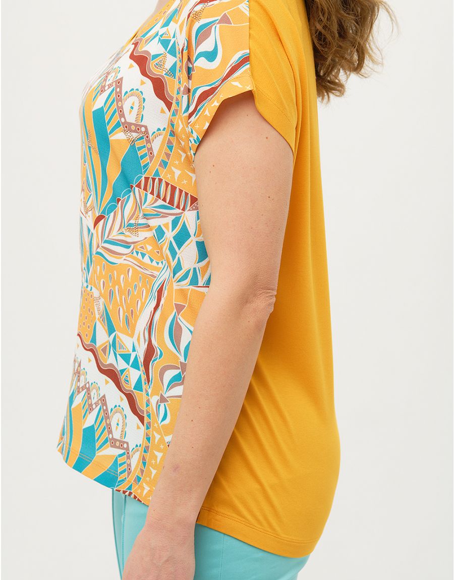 Top jaune et turquoise