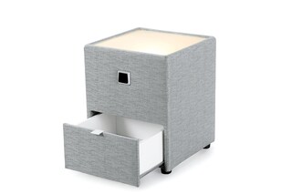 Nachtkonsole Lancy Stoffbezug Grau ca. 43 x 45 x 53 cm